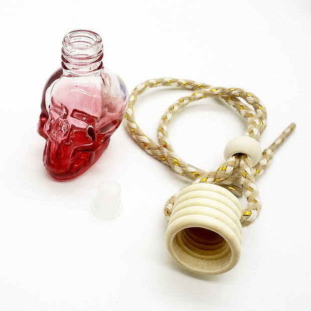 8ML five-line cover color spray skull glass bottle pendant empty bottle wooden cover new style multi-color Halloween