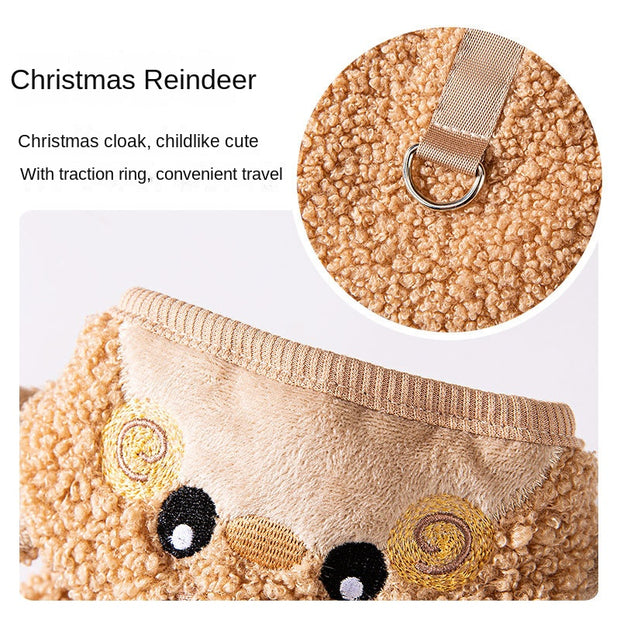 Cat Christmas Warm Thick Elk Cloak Small Dog Halloween Funny Pet Clothes