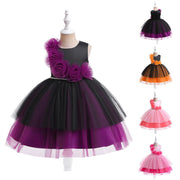 Halloween Costume Dress for Girls Witch Role Play Cosplay Party Performance Dress with Tulle Skirt