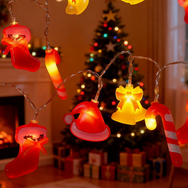 Bell, crutch, Christmas light, LED light string