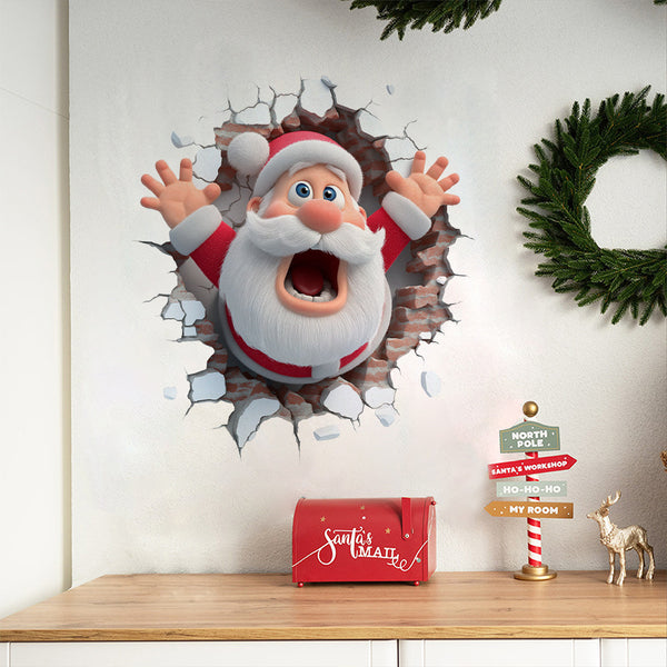 Cartoon Santa Claus Wall Sticker for Christmas Creative Festival Party Background Wall Decoration