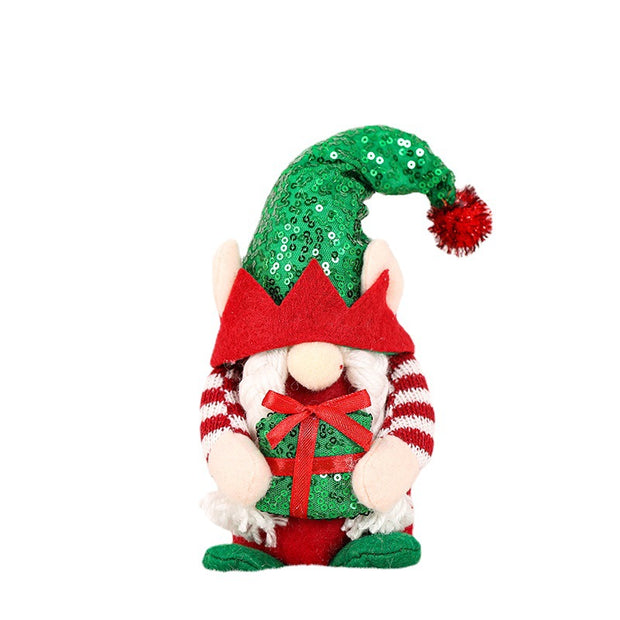 Rudolph Plush Christmas Sequin Dwarf Decoration Sequin Hat Faceless Doll Christmas Decorative Item