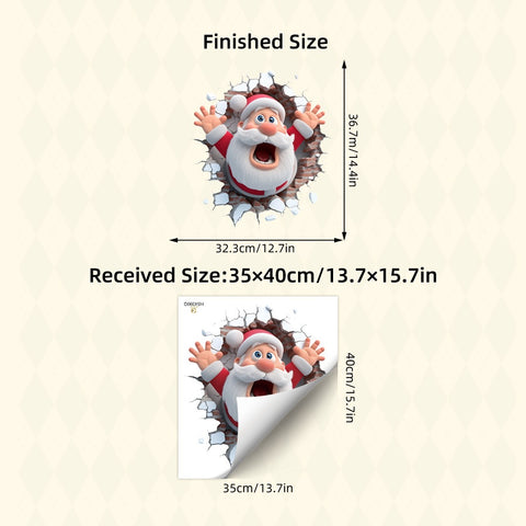 Cartoon Santa Claus Wall Sticker for Christmas Creative Festival Party Background Wall Decoration