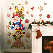 Cartoon Gingerbread Man Santa Reindeer Snowman Stackable Self-Adhesive Wall Stickers Home Decoration Decals