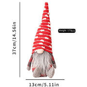 Christmas Decoration Hat with Beard, Faceless Black and White Checkered Stripe Doll Ornament, Faceless Old Man Figurine