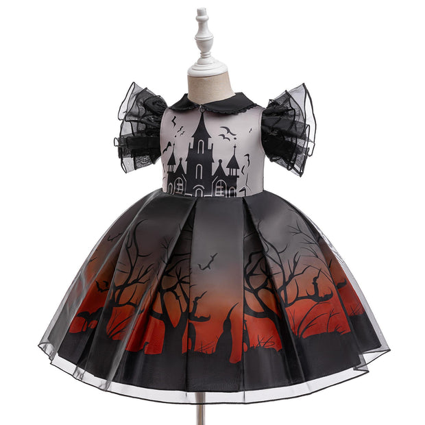 Halloween New Kids Costume Princess Dress Little Witch Cosplay Festival Performance Gown