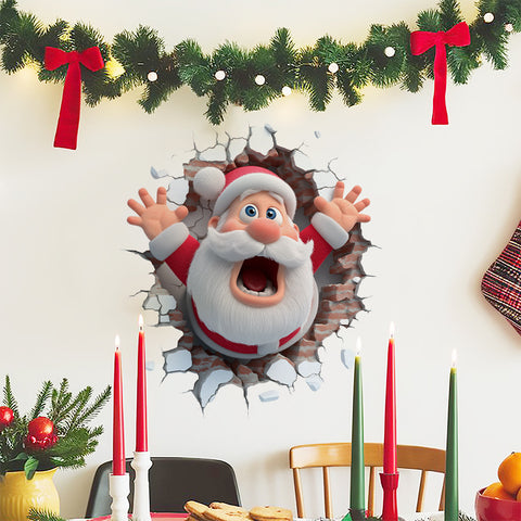 Cartoon Santa Claus Wall Sticker for Christmas Creative Festival Party Background Wall Decoration
