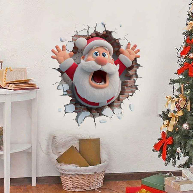 Cartoon Santa Claus Wall Sticker for Christmas Creative Festival Party Background Wall Decoration