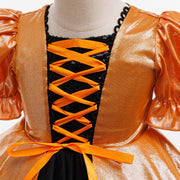 Fairy Tale Princess Dress for Girls Halloween Costume Puff Sleeve Ball Gown with Bowknot Tulle Skirt