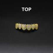 Hip hop braces with copper zircon micro inlaid with real gold Halloween teeth decoration exaggerated hiphopgrills
