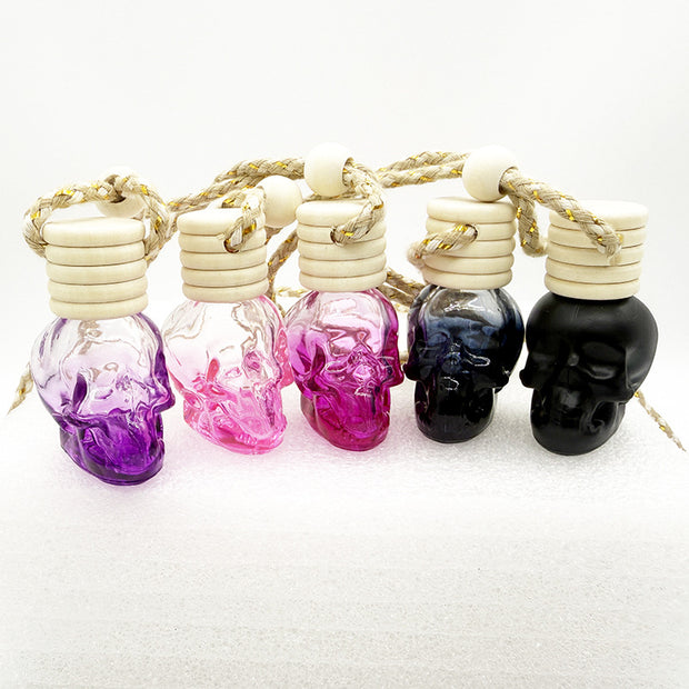 8ML five-line cover color spray skull glass bottle pendant empty bottle wooden cover new style multi-color Halloween