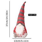 Christmas Decoration Hat with Beard, Faceless Black and White Checkered Stripe Doll Ornament, Faceless Old Man Figurine
