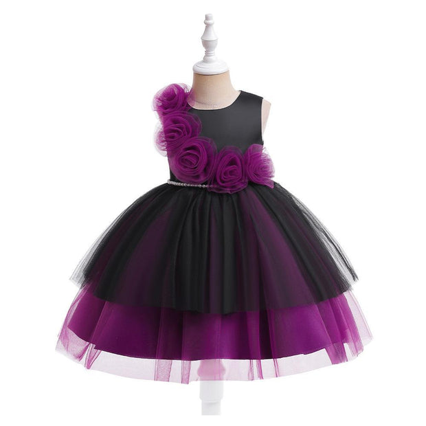 Halloween Costume Dress for Girls Witch Role Play Cosplay Party Performance Dress with Tulle Skirt