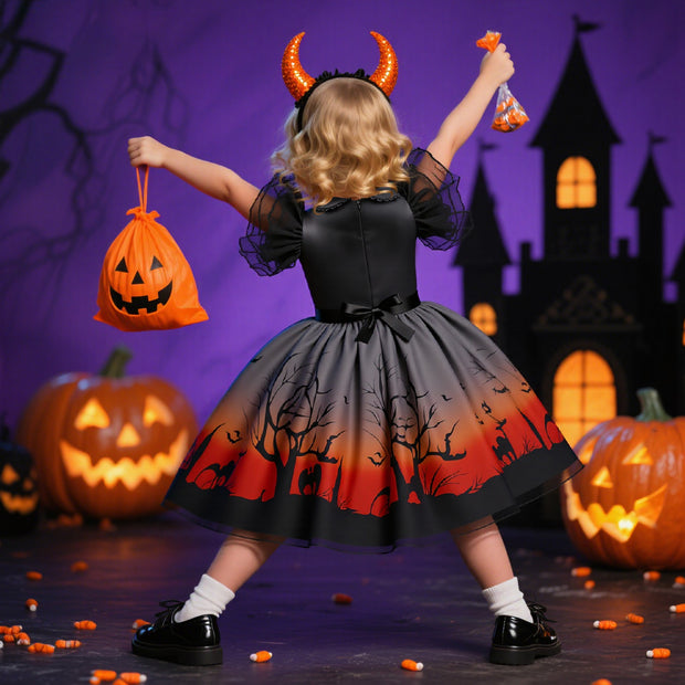 Halloween New Kids Costume Princess Dress Little Witch Cosplay Festival Performance Gown