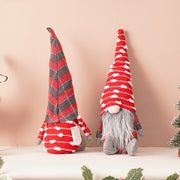 Christmas Decoration Hat with Beard, Faceless Black and White Checkered Stripe Doll Ornament, Faceless Old Man Figurine