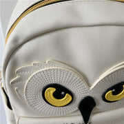 Cute Owl and Letter Casual Small Bag Women Girls Bag Beige PU Leather Backpack School Bag Shoulders Bag Gift