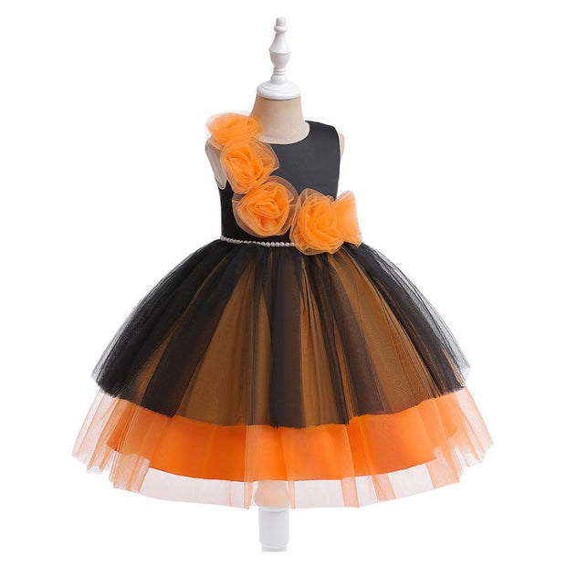 Halloween Costume Dress for Girls Witch Role Play Cosplay Party Performance Dress with Tulle Skirt