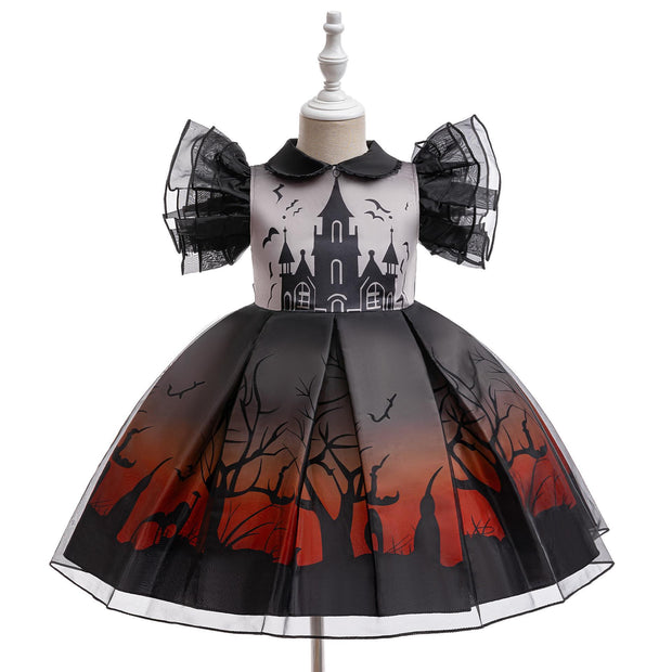 Halloween New Kids Costume Princess Dress Little Witch Cosplay Festival Performance Gown