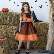 Halloween Costume Dress for Girls Witch Role Play Cosplay Party Performance Dress with Tulle Skirt