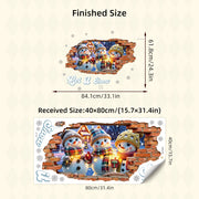 3D Stereo Wall-Breaking Design Cute Snowman Christmas Cartoon Anime Warm Creative Self-Adhesive Wall Stickers