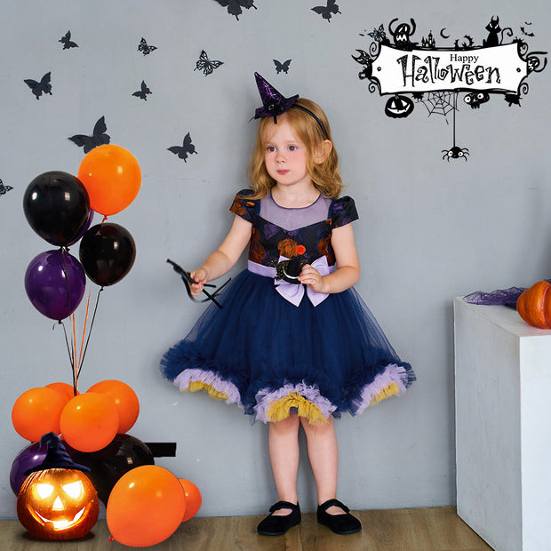 Kids Party Costume Cosplay Witch Dress Tutu Skirt Princess Dress